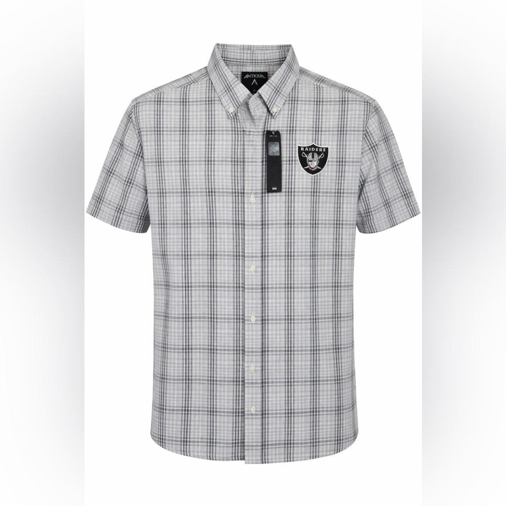 Las Vegas Raiders Antigua Plaid Button Down Shirt Mens Medium NWT NFL Licensed - Picture 8 of 8